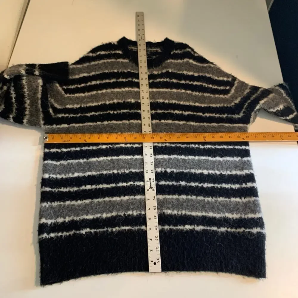 AllSaints Sweater Mens M Medium Oskar Striped Oversized Fit Wool Alpaca Blend